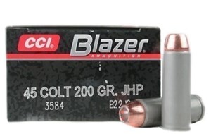 CCI
C3584
BLAZER
45 LONG COLT
200GR, SPEER GOLD DOT
HOLLOW POINT
AMMUNITION

$99 /PER 50