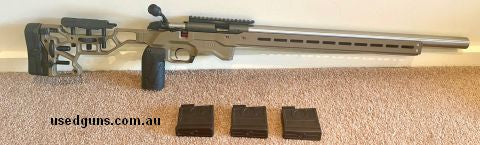 Fitted with a Swan 24" x 1.2" stainless barrel 16T, Area 419 30MOA rail, Diamond single stage trigger and anarchy outdoors bolt handle with Area 419 knob. Insta