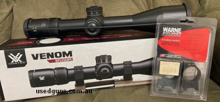 As new Vortex Venon 5-25x56 FFP MRAD ebr-7 reticle, was mounted on a 22 but is now surplus to my needs, includes Warne rings part no. #222M, postage included in