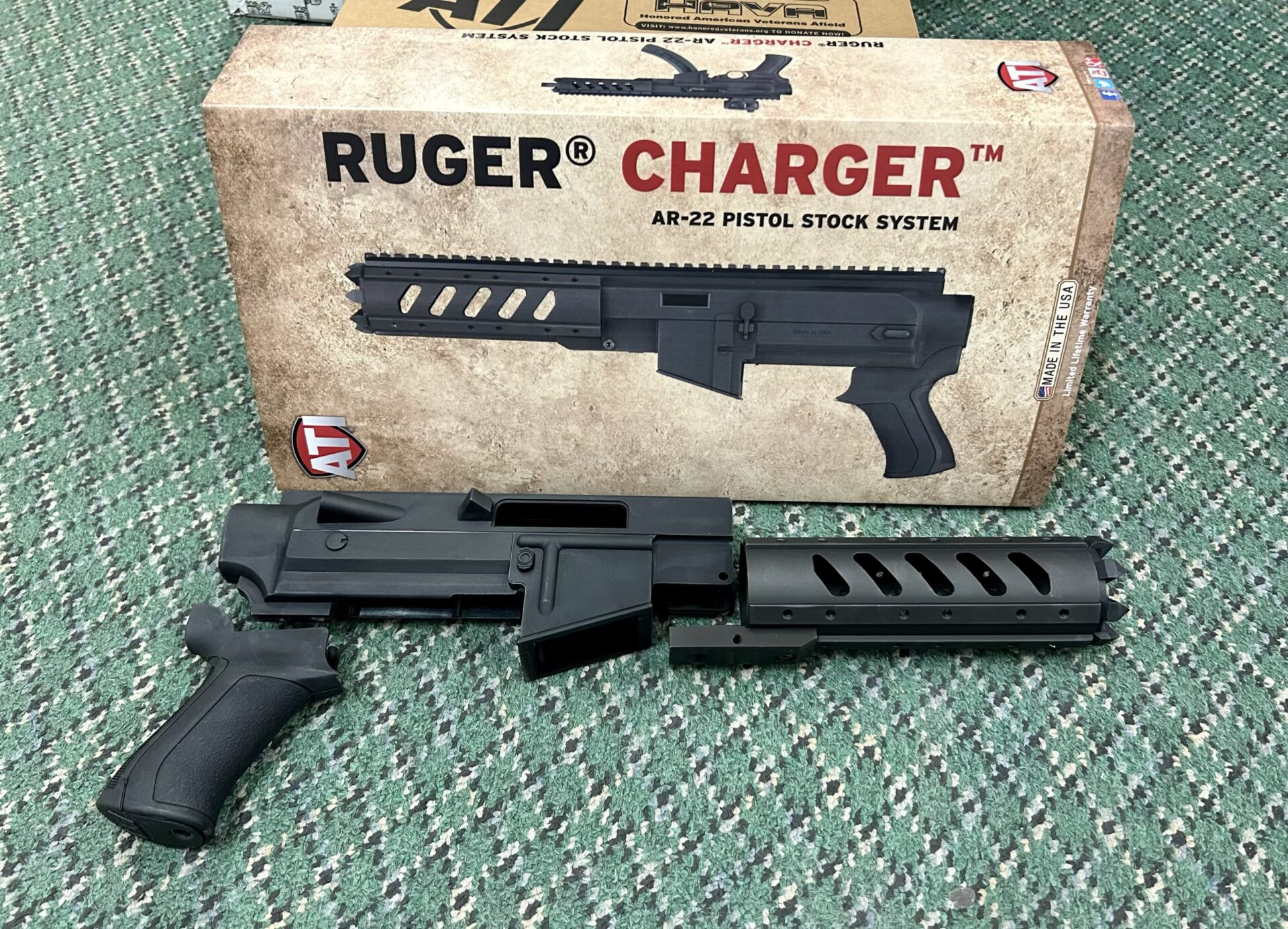 ATI AR22 10/22 Chassis Kit with Pistol No-Buffer Tube for Ruger Charger