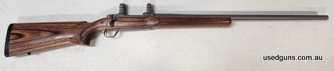 Ruger M77 Mark II in 223 with a 26 inch varmint barrel and laminate stock, bore is great and shiny, Ruger lock 1 inch rings included. More pictures and shipping
