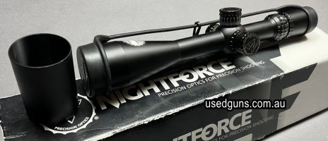 Nightforce NXS 5.5-22x50 with MOARF2 reticle in the second focal plane. Model number C431. Very good to excellent condition. Slightest of ring marks. Small mark